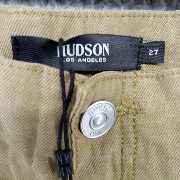 Hudson Jeans Shorts Womens Size 27 Olive Green Khaki Paperbag Style Linen Lyocel - Picture 6 of 9